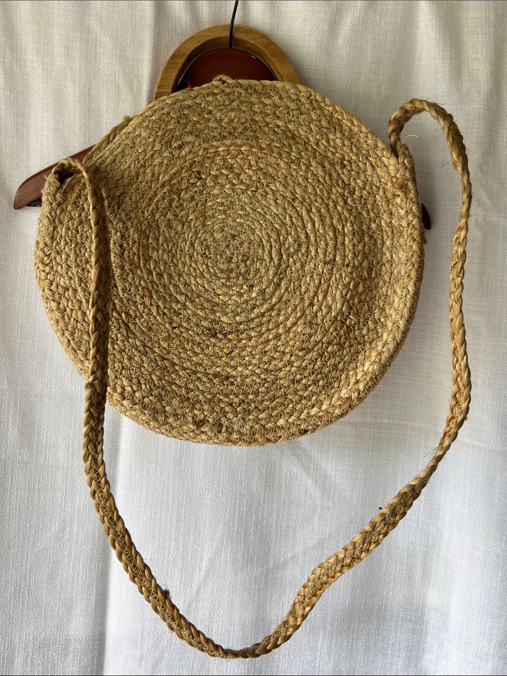 Zara Round Woven Straw Crossbody Bag in Natural Tan